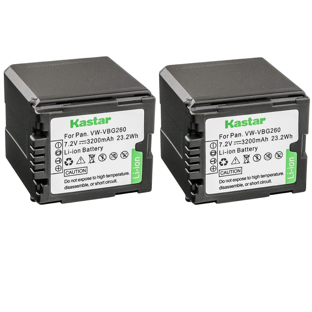 Kastar 2X VW-VBG260 Battery Replacement for Panasonic AG-AC7, AG-AF100, AG-HMC40, AG-HMC80, AG-HMC150, HDC-HS250, HDC-HS300, HDC-HS700, HDC-SD600, HDC-SD700, HDC-SDT750, HDC-TM300, HDC-TM700, SDR-H80