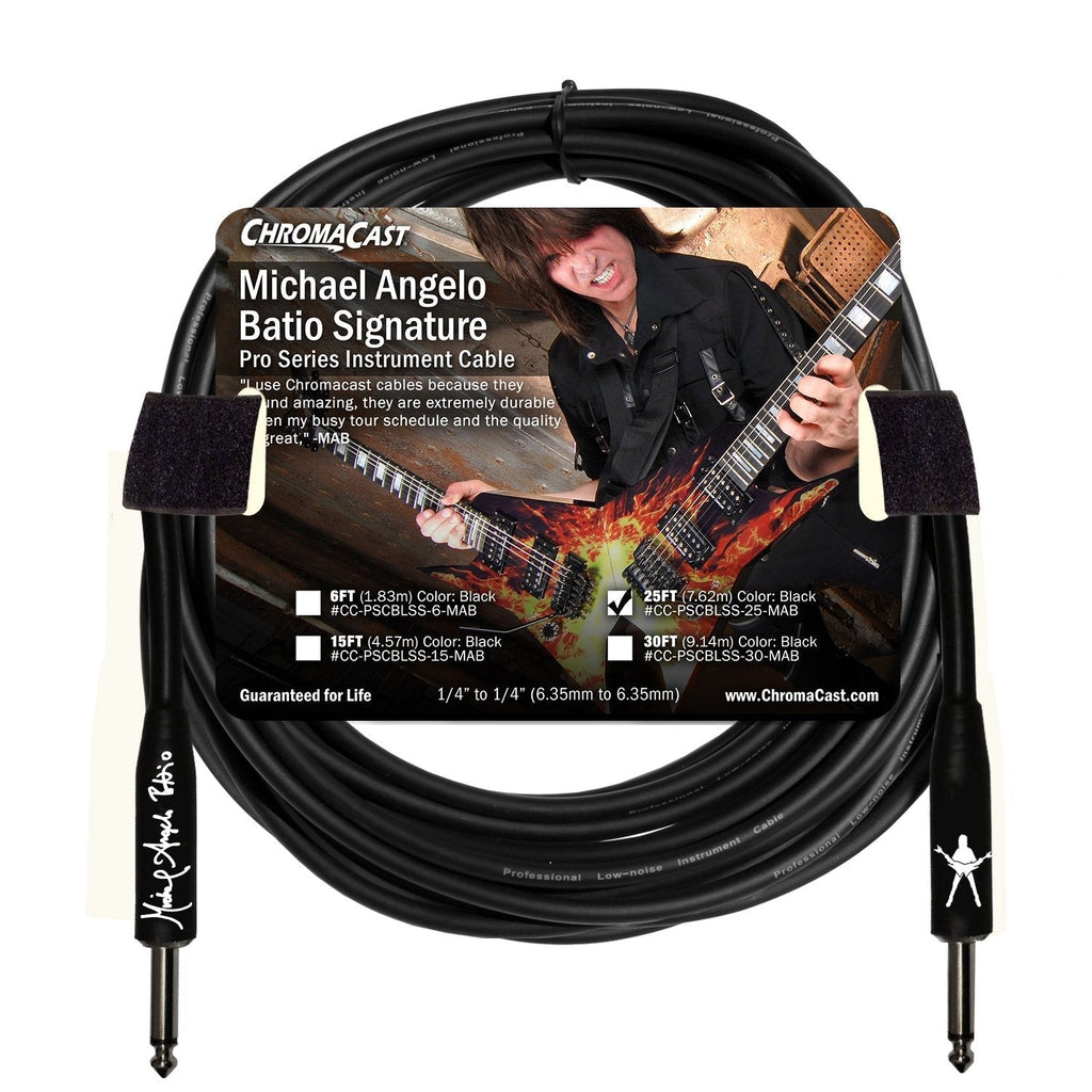 [AUSTRALIA] - ChromaCast Michael Angelo Batio Pro Series Straight Instrument Cable, Black, 25 ft (CC-PSCBLSS-25-MAB) 