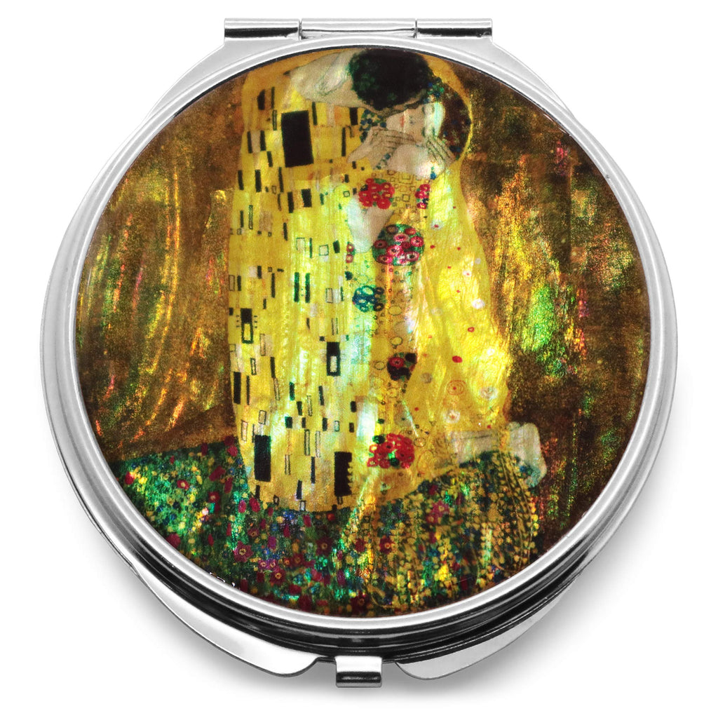MADDesign Mother of Pearl Klimt Kiss Compact Makeup Mirror Double Sided Folding Magnify Beauty Cosmetic Accessory