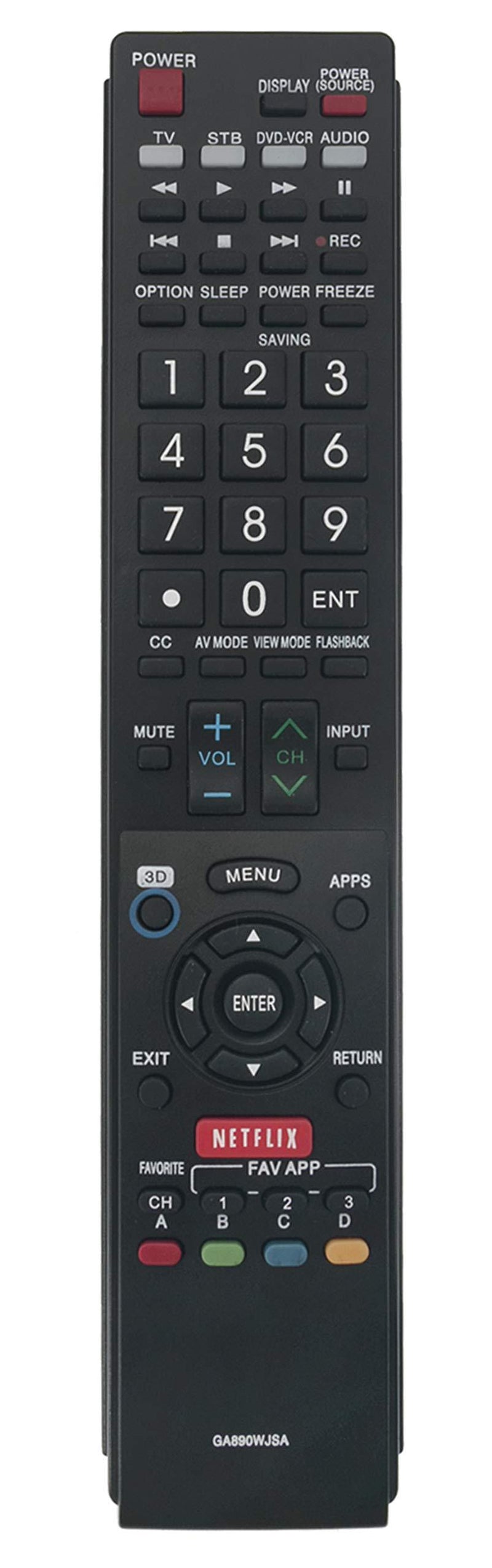 Vinabty New Replace Remote GA890WJSA fit for Sharp TV LC70C6500 LC70C6500U LC70C7500 LC70C7500U LC70LE640 LC70LE640U LC70LE650 LC70LE650U LC70LE750 LC70LE750U Sub GB004WJSA GA935WJSA GB005WJSA