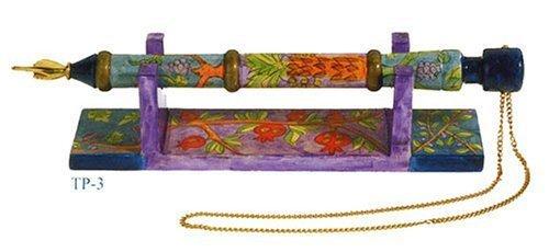 Yair Emanuel Hand Painted Wooden Yad - Torah Pointer With Stand 7 Species Design (TP-3)