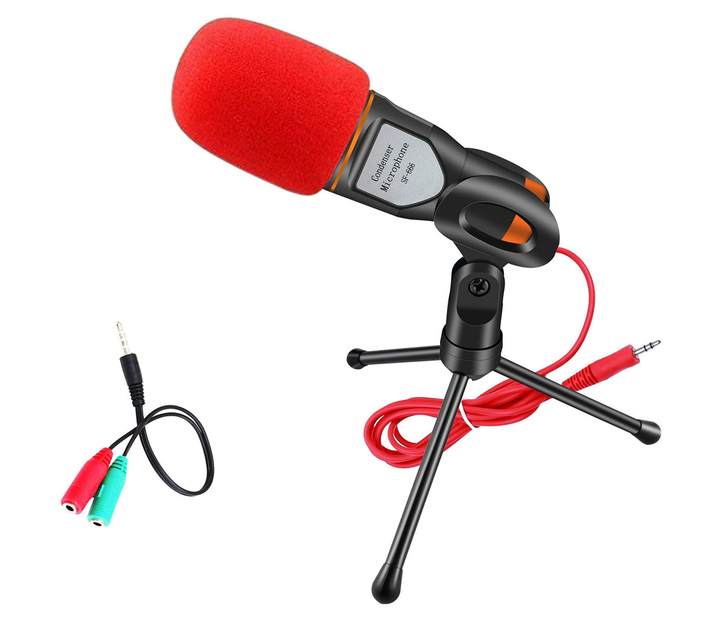 [AUSTRALIA] - Computer Microphone,Condenser Microphone,Elinka Professional Sound Podcast Studio Microphone for PC Laptop Skype MSN Computer Recording Black with Windscreen Sponge Sleeve 