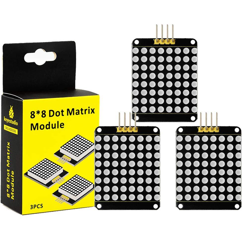 KEYESTUDIO 3Pcs I2C Interface 8X8 LED Dot Matrix Display Module Kit for Arduino Raspberry Pi Project