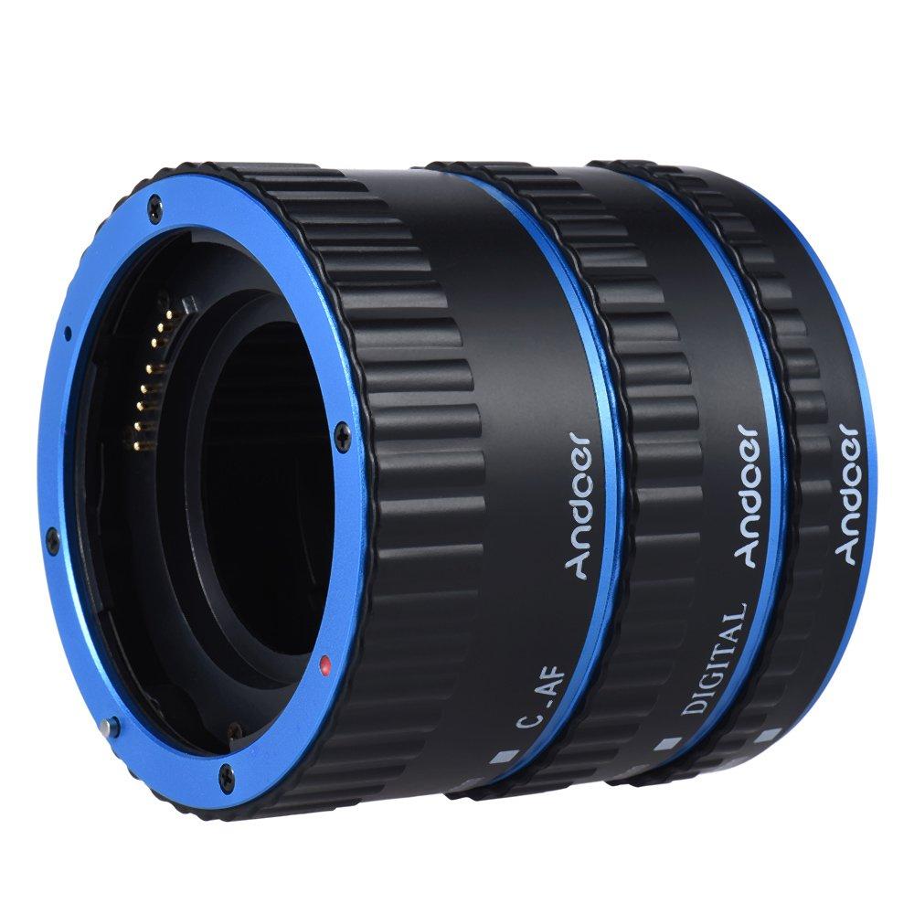 Andoer Metal TTL AF Macro Extension Tube Ring Auto Focus Colorful Compatible with Canon EOS EF EF-S 60D 7D 5D II 550D Blue