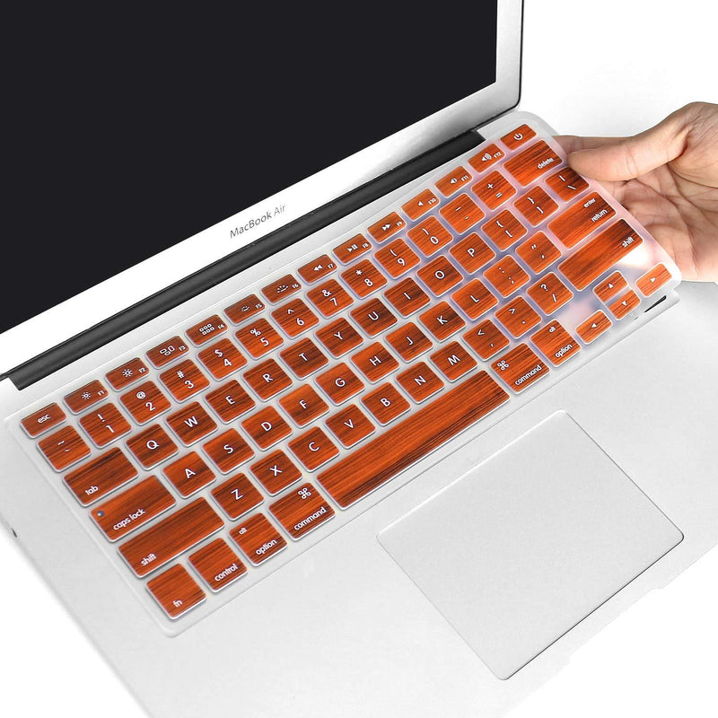 Masino Silicone Keyboard Cover Ultra Thin Keyboard Skin for MacBook Air 13" MacBook Pro with Retina Display 13" 15" 17" (Wood Brown) 1 PCS Wood Brown