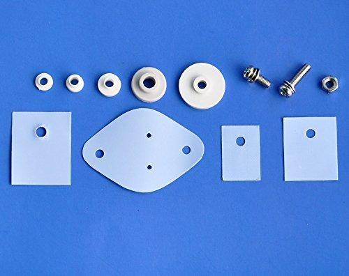 Electronics-Salon Silicon Insulator Bushing Screw and Nut Assortment Kit, Insulator TO-220 TO-247 TO-3P to-3, Bushing TO-220 TO-220D to-3 TO-3C TO-3E, Screw M3x8mm M3x12mm, Nut M3.