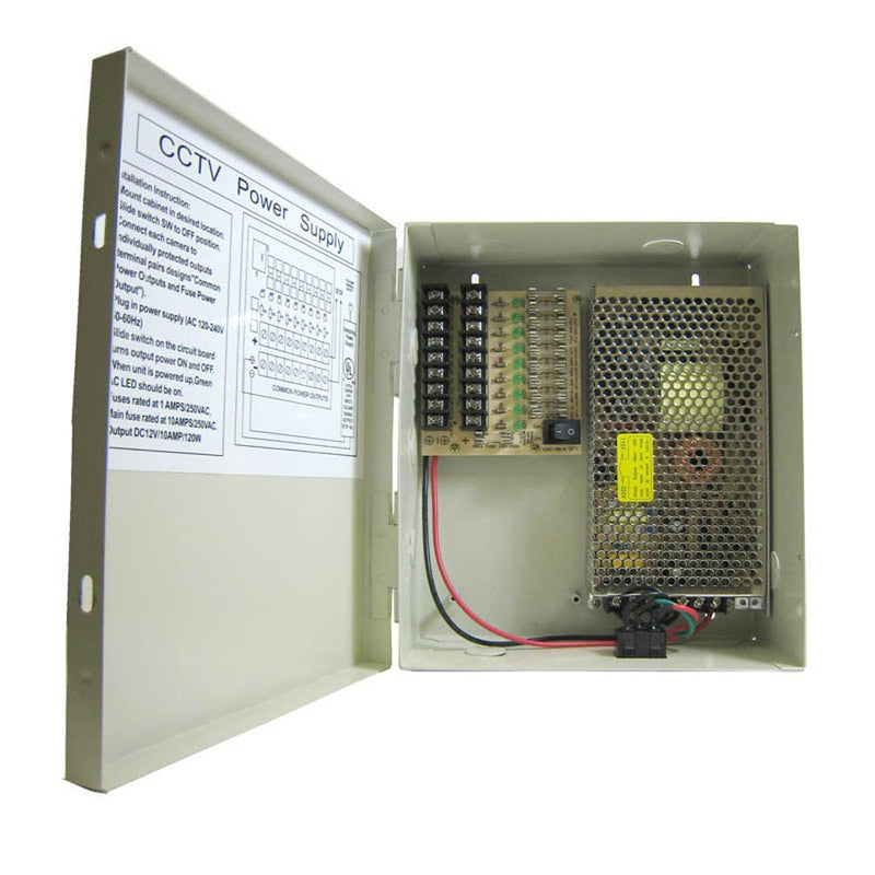 SPT Security Systems 15-PB12A9D3 9 Port 12 Amp CCTV Power Supply Box (Beige)