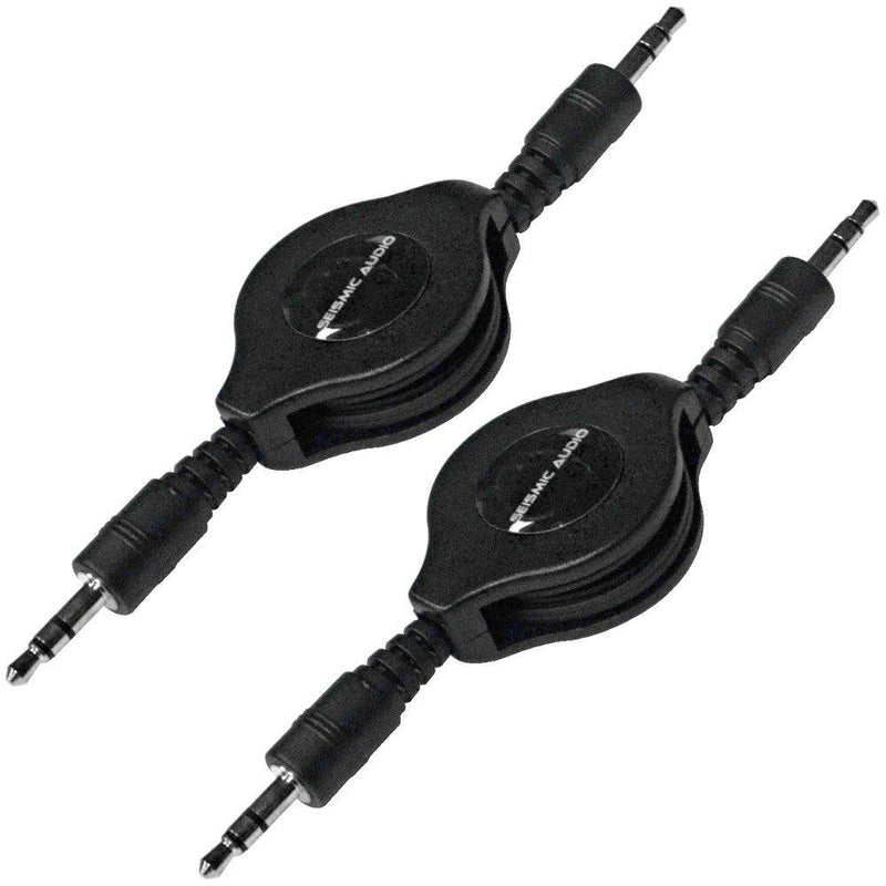 [AUSTRALIA] - Seismic Audio - SA-iERet3-2Pack - 2 Pack of 3 Foot Retractable 1/8" (3.55mm) Stereo Male to Male Patch Cables for connecting Mobile Audio Devices 