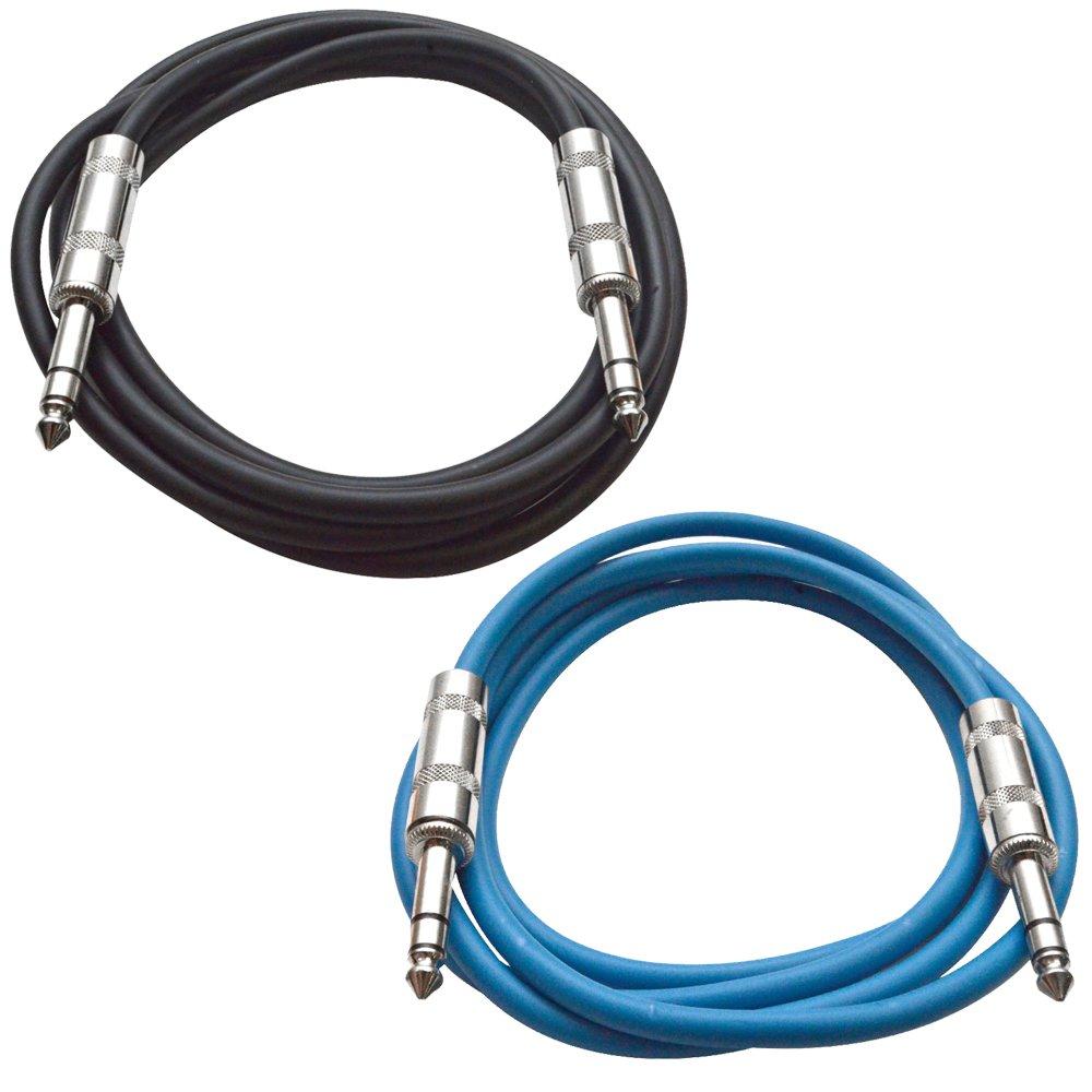 [AUSTRALIA] - SEISMIC AUDIO - SATRX-6-2 Pack of 6' 1/4" TRS Male to 1/4" TRS Male Patch Cables - Balanced - 6 Foot Patch Cord - Black and Blue 