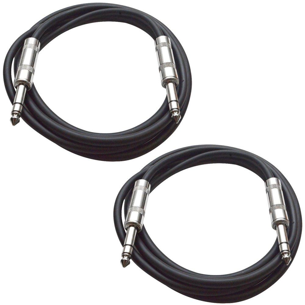 [AUSTRALIA] - SEISMIC AUDIO - SATRX-2-2 Pack of 2' 1/4" TRS Male to 1/4" TRS Male Patch Cables - Balanced - 2 Foot Patch Cord - Black and Black 