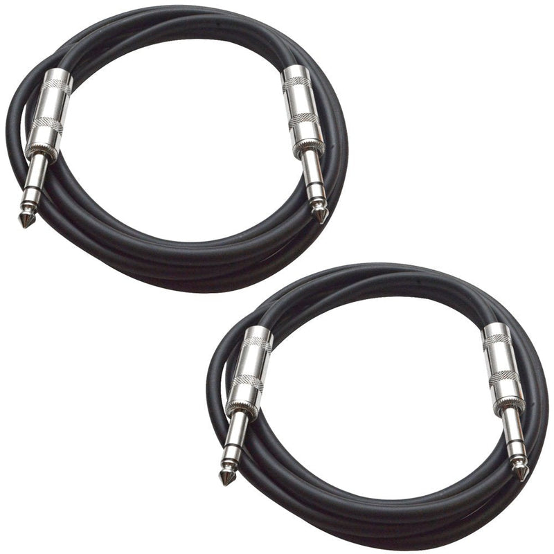 SEISMIC AUDIO - SATRX-3-2 Pack of 3' 1/4" TRS Male to 1/4" TRS Male Patch Cables - Balanced - 3 Foot Patch Cord - Black and Black