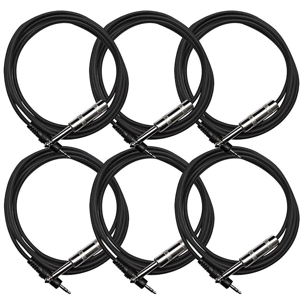 [AUSTRALIA] - Seismic Audio - SA-iSTMO6-6Pack - 6 Pack of 6 Foot Stereo 1/8 Inch TRS to Mono 1/4 Inch TS Patch Cables - DJ Patch Cords 