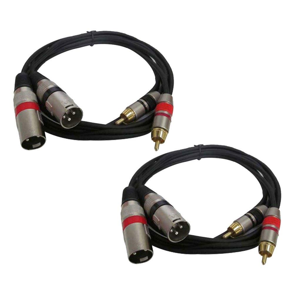 [AUSTRALIA] - Seismic Audio - SAXFRM-2x5-2Pack - Pair of 5 Foot Dual XLR Male to Dual RCA Male Patch Cables - 5' DJ Patch Cord 