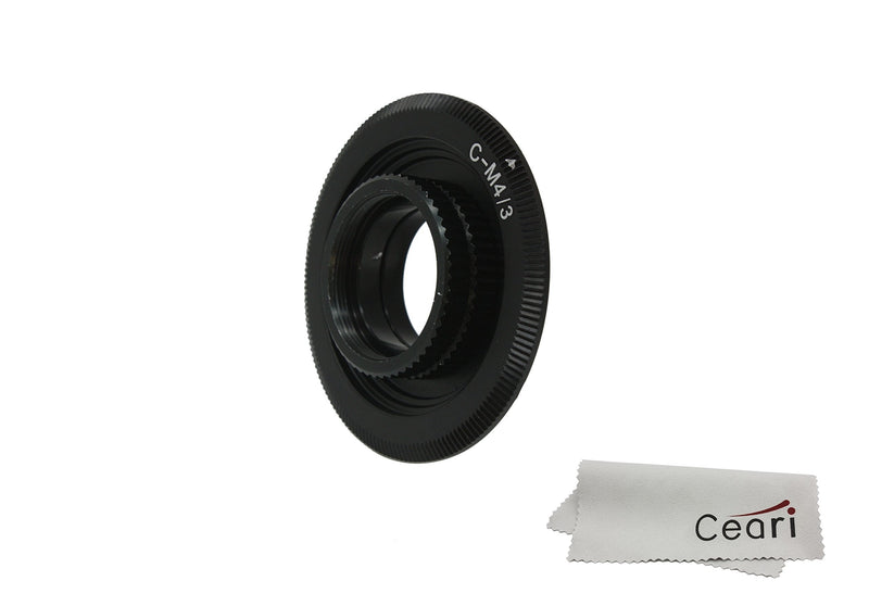 CEARI C-M43 16mm Movie Lens C-Mount Lens Adater Ring + 16mm Macro Adapter for Panasonic Olympus M43 MFT System Mirrorless Cameras + Microfiber Clean Cloth