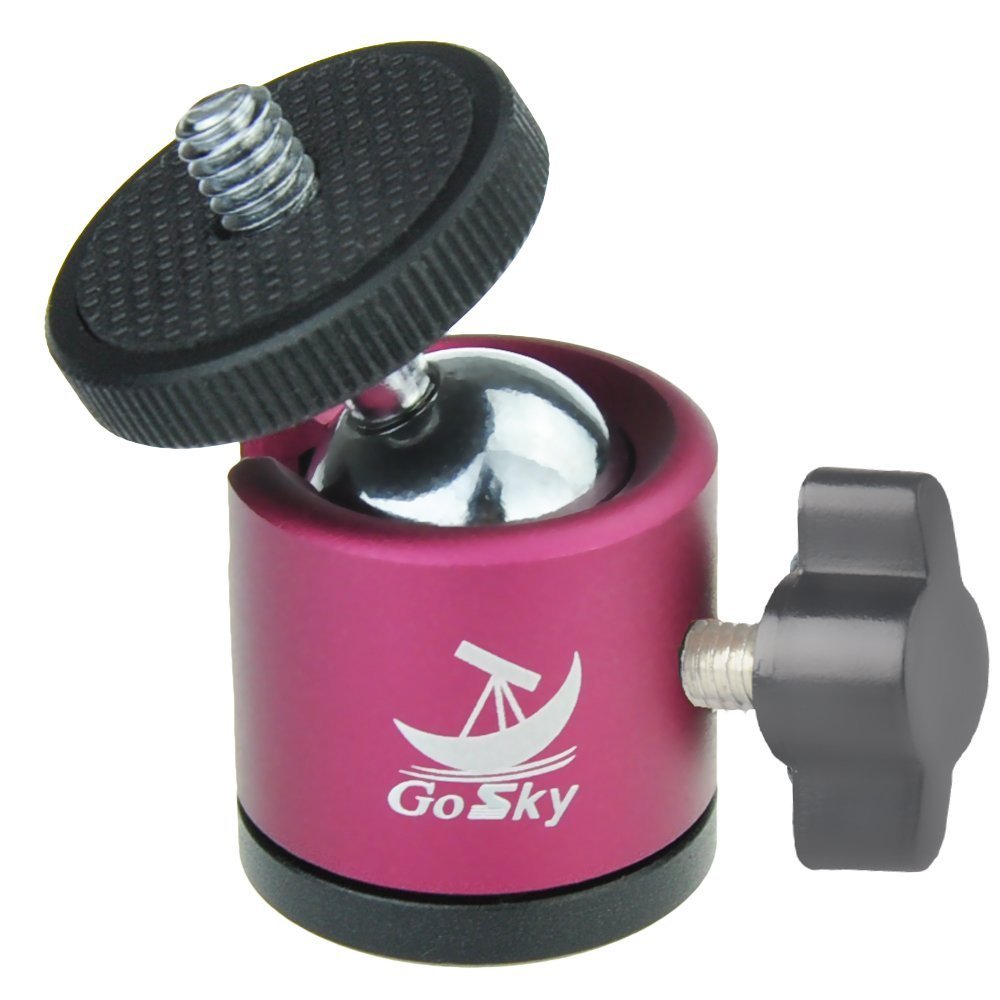 Gosky 360 Degree 1/4" Screw Mini Ball Head Mount for Digital Camera/Compact DSLR/Cell Phone/Monopod/Gopro/Light Stand/Light House-Tripod Ball Mount Aluminum House and Steel Ball