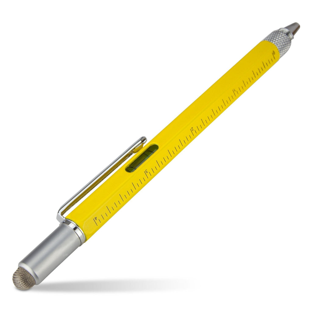 Stylus Pen, BoxWave [Universal EverTouch Builder Stylus] Fiber Tip Stylus - Built in Level, Ballpoint, Rule for - Yellow