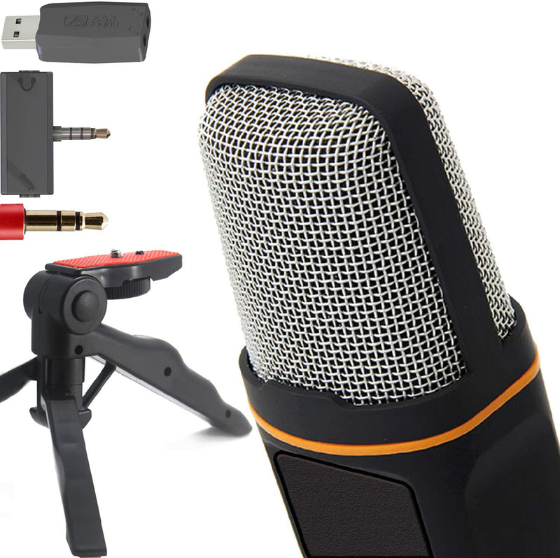 [AUSTRALIA] - ZaxSound Professional Cardioid Condenser Microphone with Tripod Stand for PC, Laptop, iPhone, iPad, Android Phones, Tablets, Xbox and YouTube Recording, Black 
