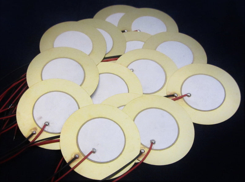 15 Pieces - 41mm Piezo Disc Elements with 4" Leads, Jumbo Contact Pickup CBG Cigar Box Guitar DIY