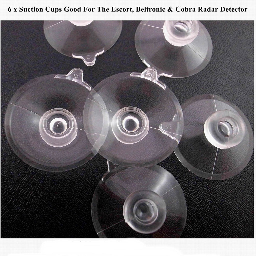 6 Pcs.Clear Suction Cups for Beltronics, Escort and Cobra Radar Detectors