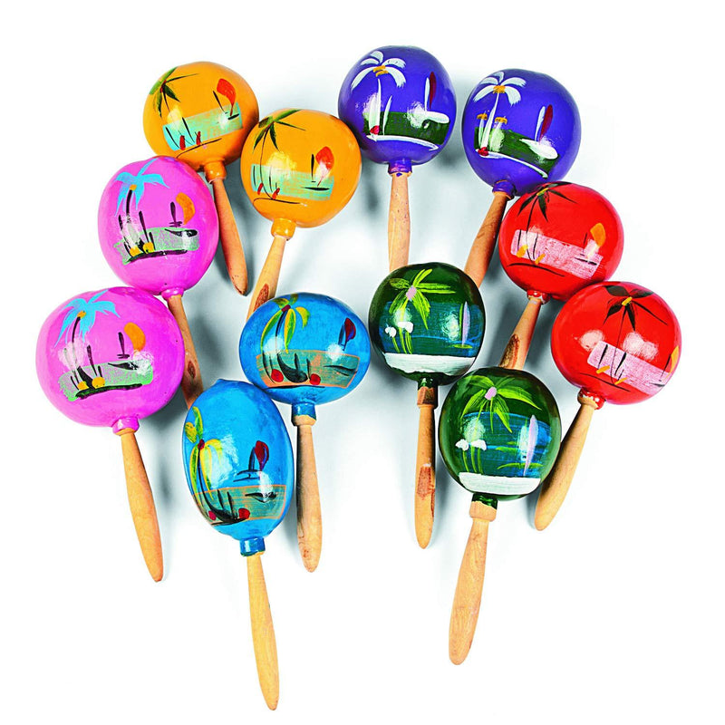Maracas for Kids and Adults - Authentic Hand Painted Wooden Maracas -1 pair (2 pcs)
