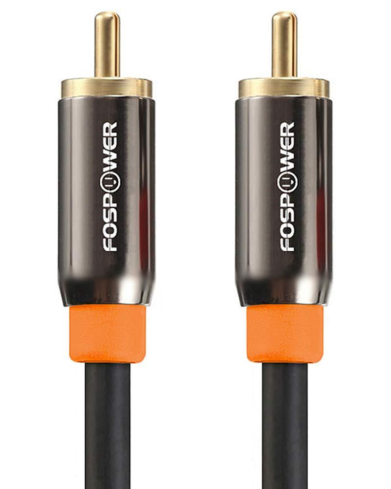 FosPower (3 Feet) Digital Audio Coaxial Cable [24K Gold Plated Connectors] Premium S/PDIF RCA Male to RCA Male for Home Theater, HDTV, Subwoofer, Hi-Fi Systems 3 Feet