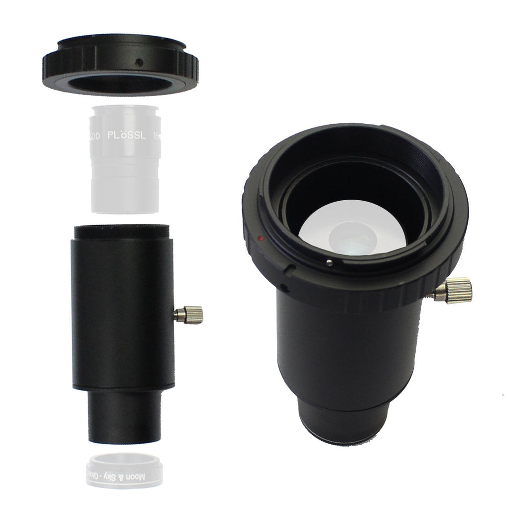 Gosky 1.25" T Adapter and T2 / T Ring Adapter, Compatible with Nikon SLR/DSLR Cameras, Can be Used for Prism Focus and Eyepiece Projection Photography