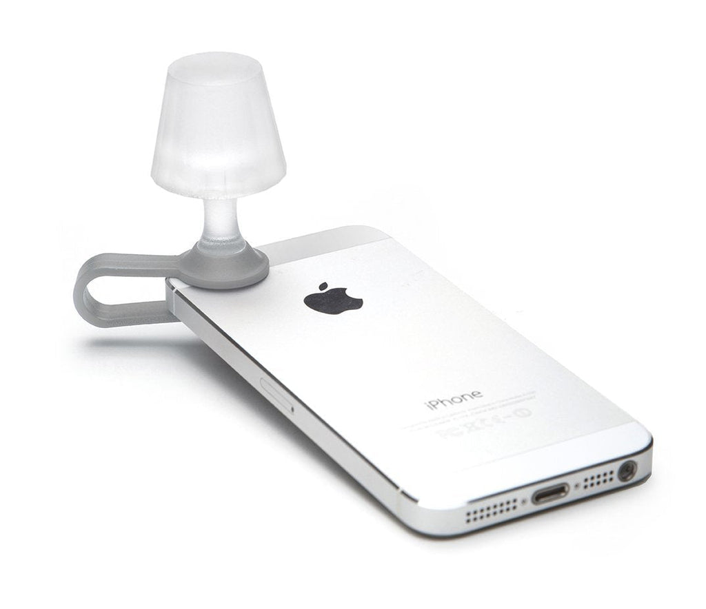 Peleg Design Luma Smart Mobile Phone Night Light, Tiny Lampshade Clip on Phone Flash Led Light Holder, Grey