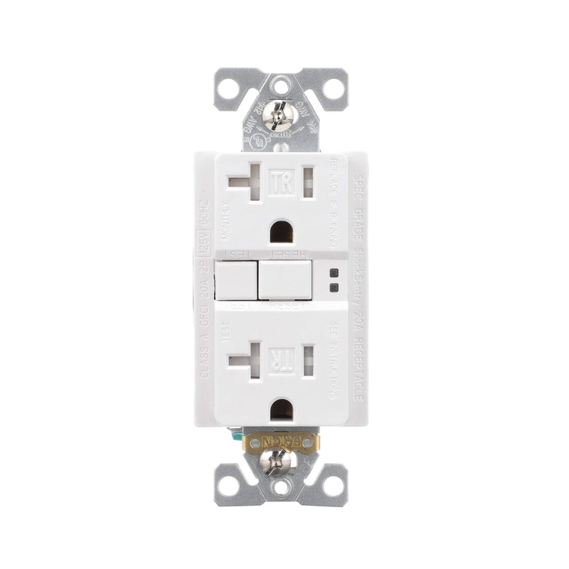 Eaton TRSGF20W Wiring GFCI Self-Test 20A -125V Tamper Resistant Duplex Receptacle with Standard Size Wallplate, White