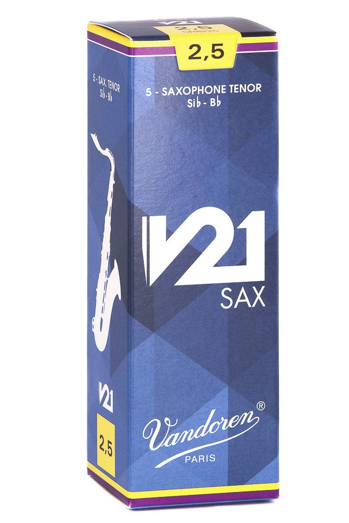 Vandoren SR8225 Tenor Saxophone V21 Reeds Strength 2.5; Box of 5