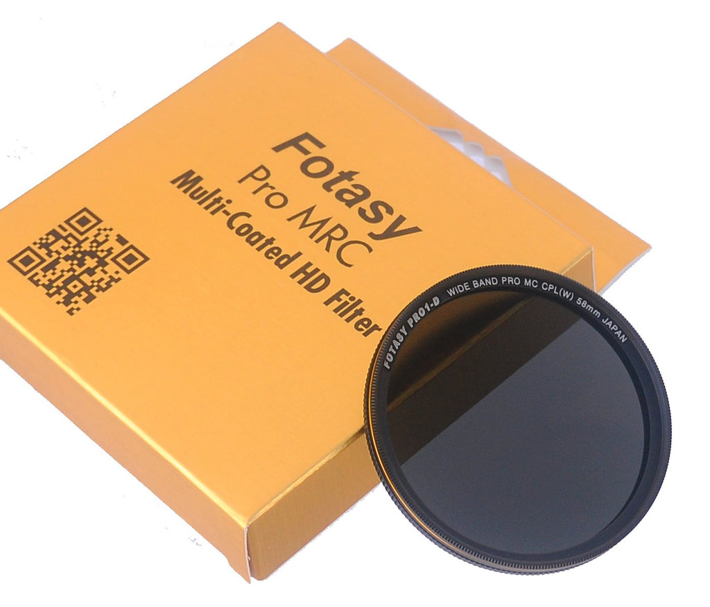 Fotasy 58mm Ultra Slim Circular PL Lens Filter, Nano Coatings MRC Multi Resistant Coating Oil Water Scratch, 16 Layers Multi-Coated 58mm CPL Filter