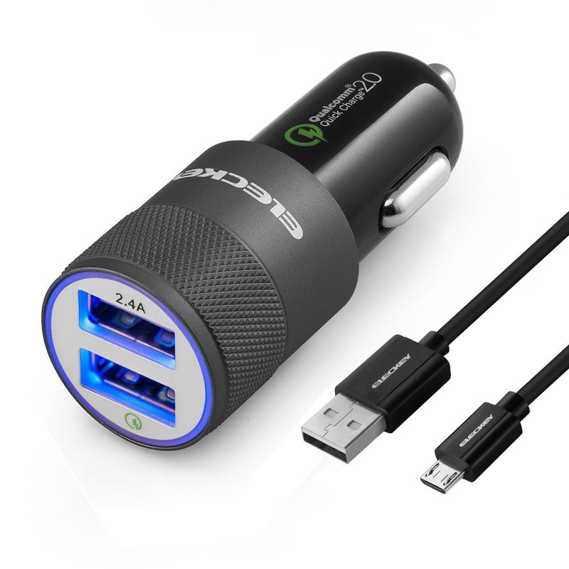 Eleckey EK0001 USB Rapid Car Charger Adapter for Samsung Galaxy S7/S7Edge, S6 / S6 Edge/Note 5 and More