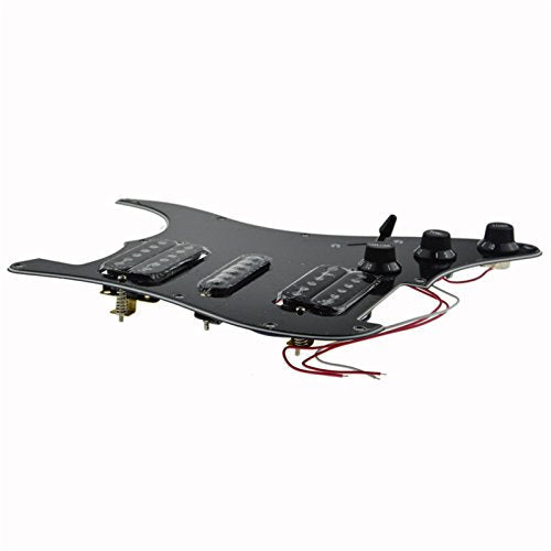 JIUWU HSH Loaded Pickguard Black Wired Plate for Fender Strat Guitar Replacement