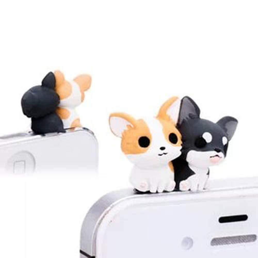 ZOEAST Adorable Corgi Chihuahua Pomeranian Doggie Dust Plug 3.5mm Smart Phone Headphone Jack Earphone Cap Ear Charm Compatible with iPhone 4 4S 5 5S 6 6S Plus HTC Samsung IPad iPod etc (Corgi)