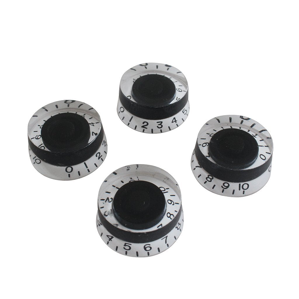 Surfing 1 Set of 4 Guitar Speed Control Knobs Volume Tone Knobs (Black / White)