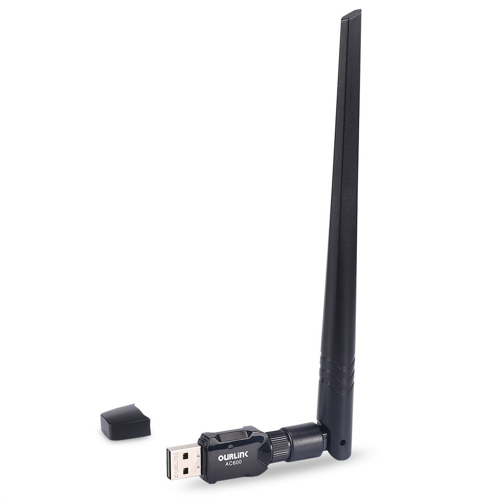 OURLINK 600Mbps Mini 802.11ac Dual Band 2.4G/5G Wireless Network Adapter USB Wi-Fi Dongle Adapter with 5dBi Antenna Support Win Vista,Win 7,Win 8.1, Win 10,Mac OS X 10.9-10.15