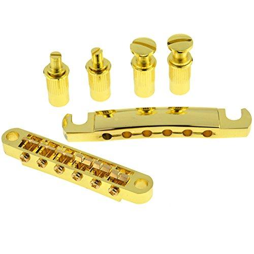Set of Gold Roller Saddle Tune-Omatic Guitar Bridge Tailpiece for LP Electric Guitar Replacement Parts