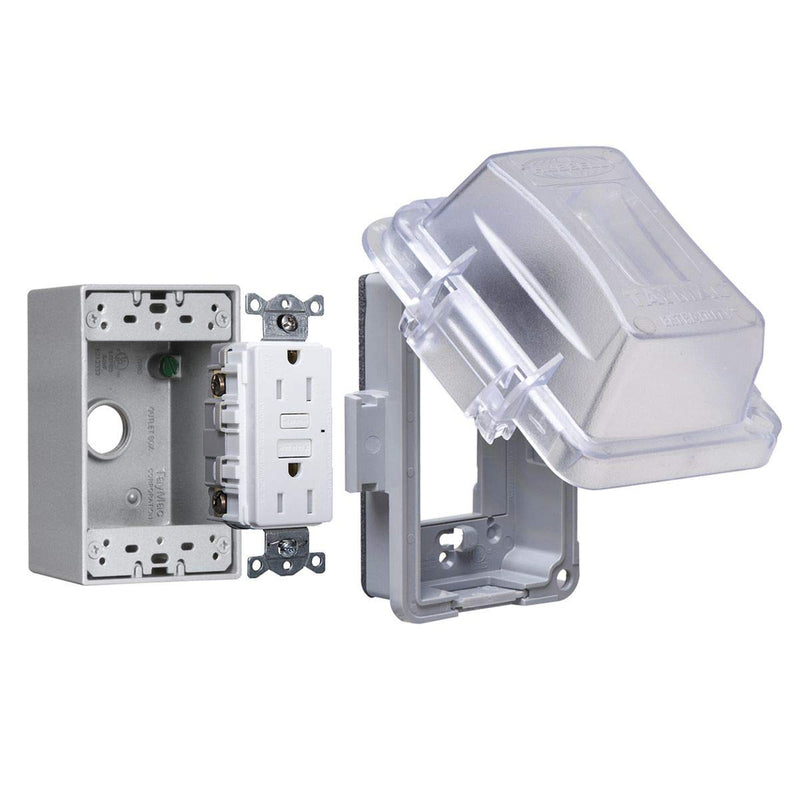 [AUSTRALIA] - TAYMAC MKG420CS Nonmetallic Extra Duty Complete in-Use Cover 15 Amp WRTR Self Test GFCI Kit, 1-Gang, Clear/Gray 