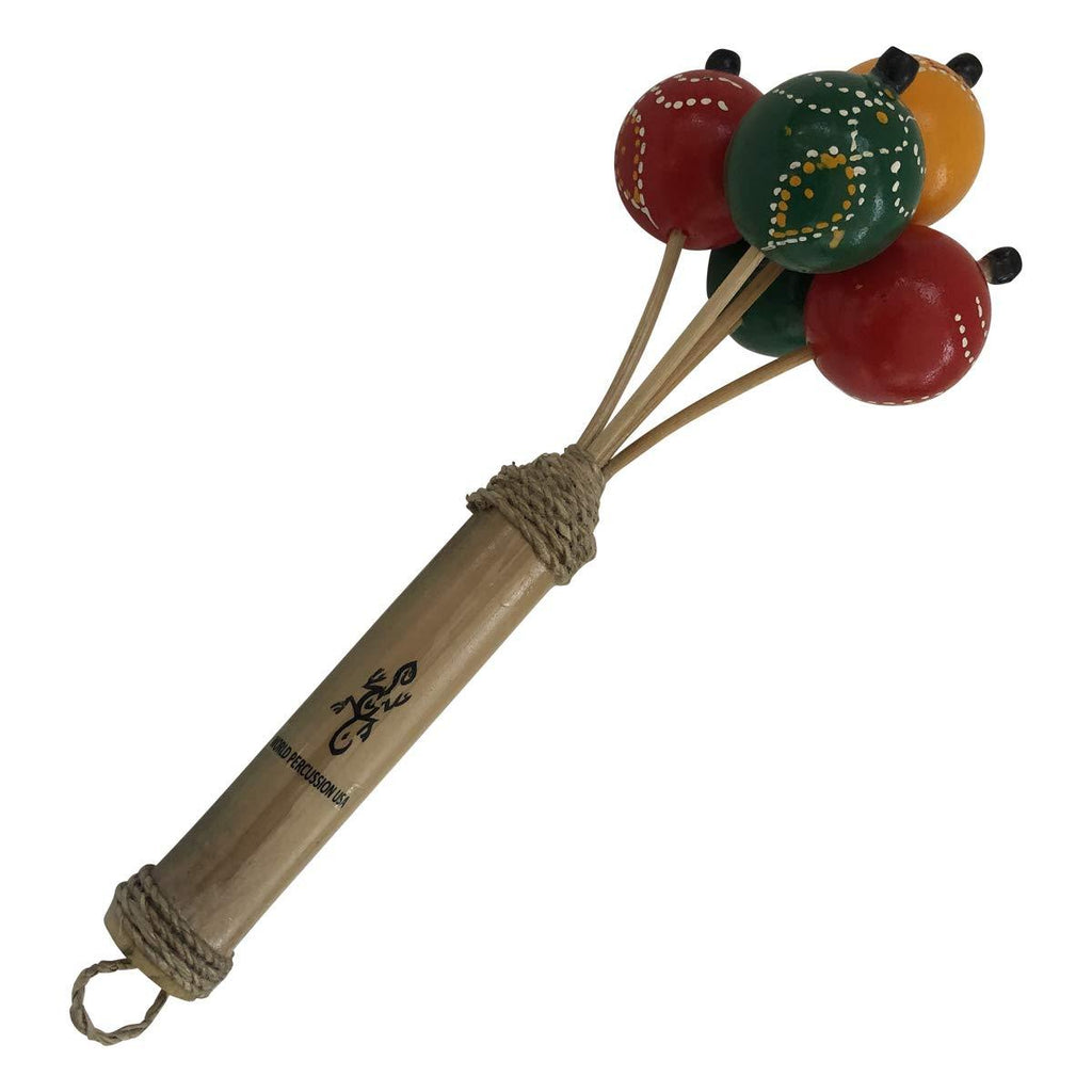 Hand-painted Bamboo Ball Rattle - Multi-colored hand percussion musical instrument egg shaker toy by World Percussion USA