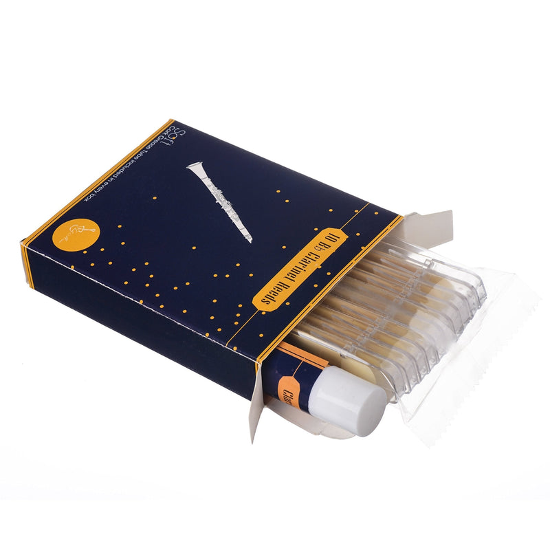 10 Bb Clarinet Reeds (Tanbi Music CLR101): 10 Soft Reeds Strength 1.5-2 and Clarinet Cork Grease