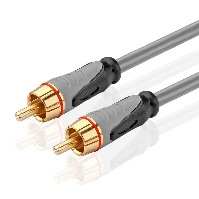 TNP Digital Audio RCA Composite Video Coaxial Cable (10 Feet) Gold Plated Dual Shielded RCA to RCA Male Connectors AV Wire Cord Plug for S/PDIF Home Theater, HDTV & Hi-Fi Systems (Black) 10 Feet Gray