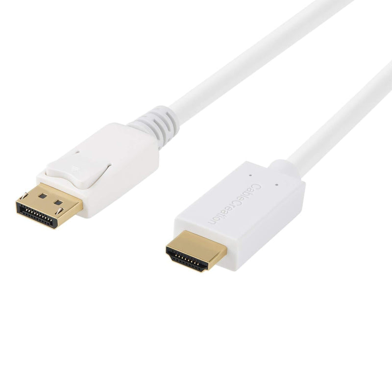 DisplayPort to HDMI Cable, CableCreation 6ft DP 1.2 to HDMI Male to Male Adapter, 4K x 2K & 3D Audio/Video Converter, 1.8M /White Passive White