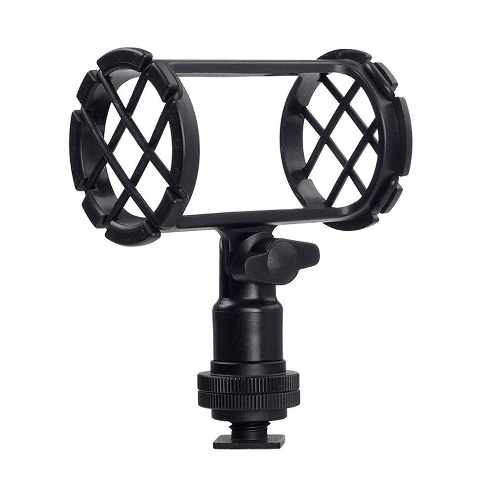 Shock Mount for Shotgun Mic Interview Recording, BOYA BY-C04 Camera Microphone Shockmount & Hot Shoe Mount for Professional Shotgun Microphone Senheisser ME66 Rode NTG-2 NTG-1 Audio-Technica AT-875R