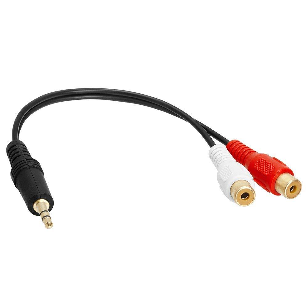 3.5mm Stereo Male to Dual RCA Female Red & White Audio Adapter Cable, 6 Inch, CNE499012 Single Pack Dual RCA Female to Male