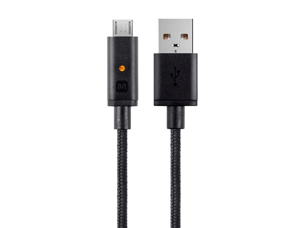 Monoprice USB-A to Micro B Cable - 0.5 feet - Black, 2.4A - Luxe Series