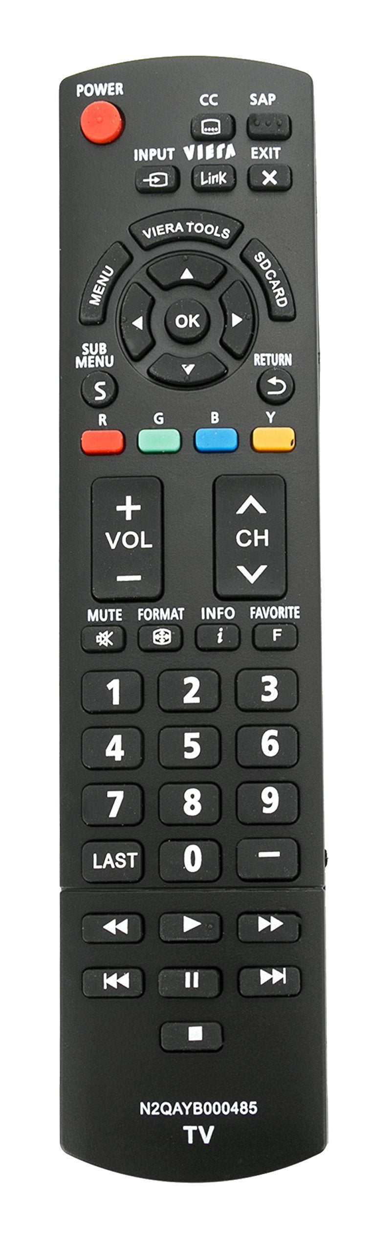 New N2QAYB000485 Replaced Remote fit for PANASONIC TV TC-P50U2 TC-P50X2 TC-P54S2 TC-P58S2 TC-P65S2 TH-32LRU20 TH-37LRU20 TH-42LRU20 TC-42PX34 TH-32LRH30U TH-32LRU30 TH-42LRU50 TH-37LRU50