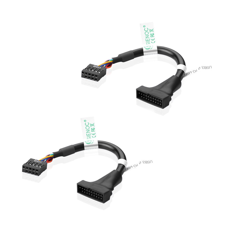 SIENOC USB 3.0 20 Pin Male to USB 2.0 9 Pin Motherboard Female Housing Cable Pack of 2