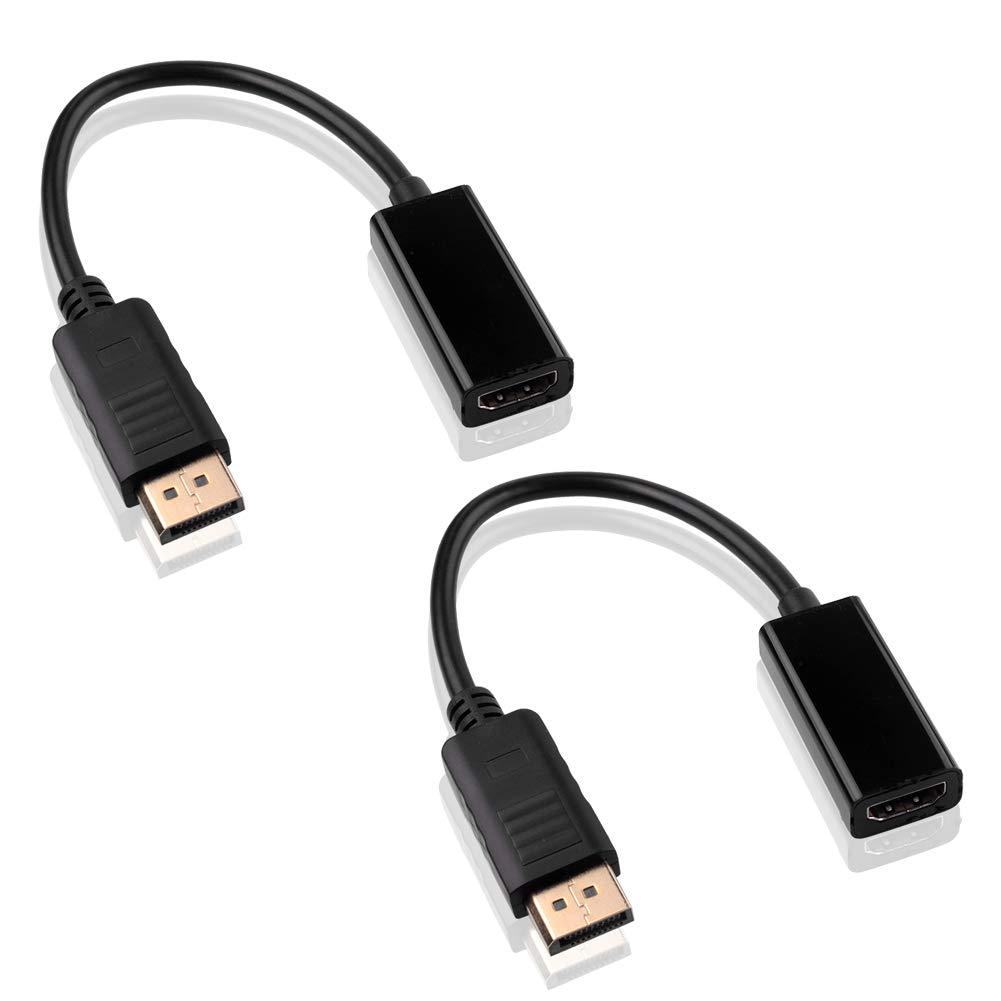 SIENOC Displayport DP Male to HDMI Female DP to HDMI Adapter Cable Video Audio Converter Color Black Pack of 2