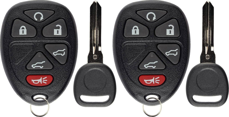 KeylessOption Keyless Entry Remote Car Key Fob for Tahoe Suburban Yukon Escalade 15913427 (Pack of 2) black