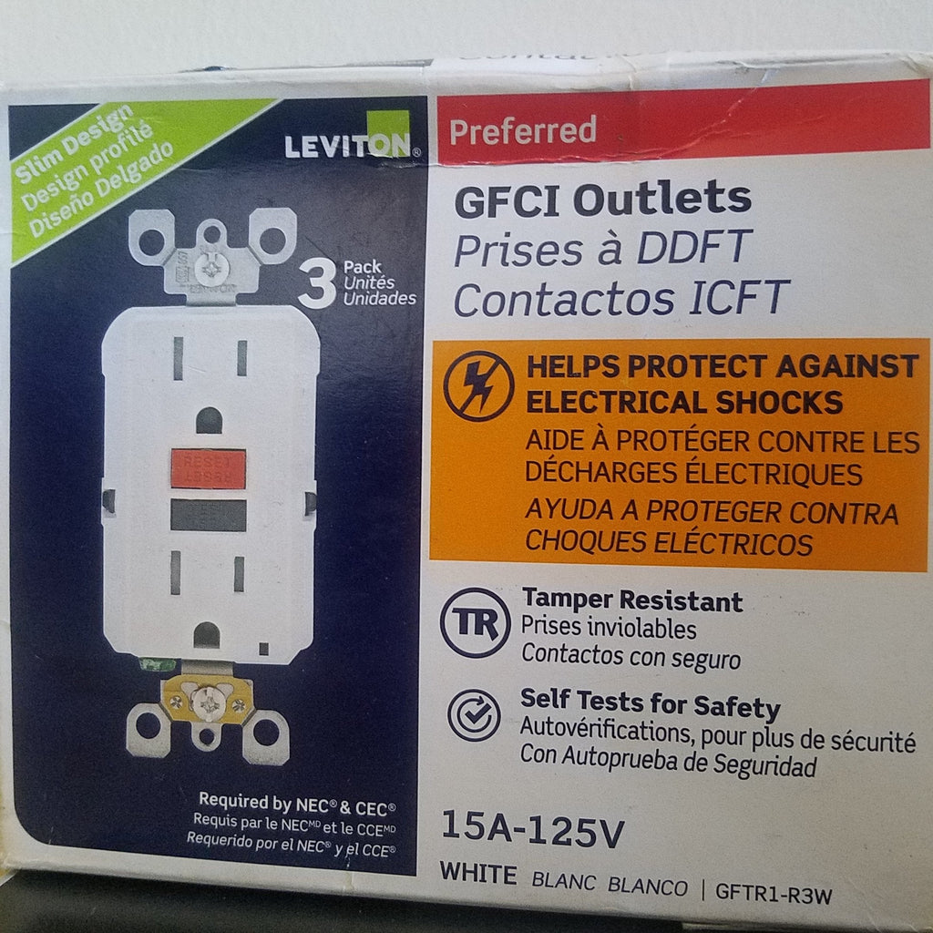 Leviton GFCI Outlets M12-GFTR1-R3W White 3 pack