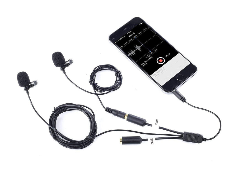 [AUSTRALIA] - Movo Professional Lavalier Lapel Clip-on Interview Podcast Microphone with Secondary Mic and Headphone Monitoring Input for iPhone, iPad, Samsung, Android Smartphones, Tablets - Podcast Equipment 
